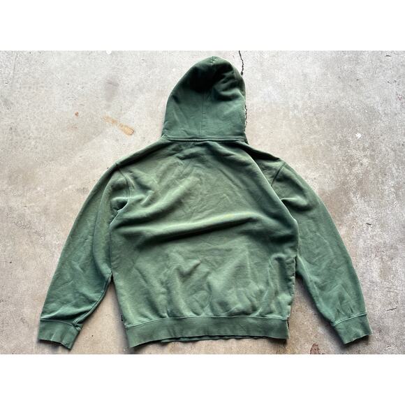 Thrasher X HUF worldwide Bleach dyed pentagram green grunge hoodie L - Picture 6 of 6
